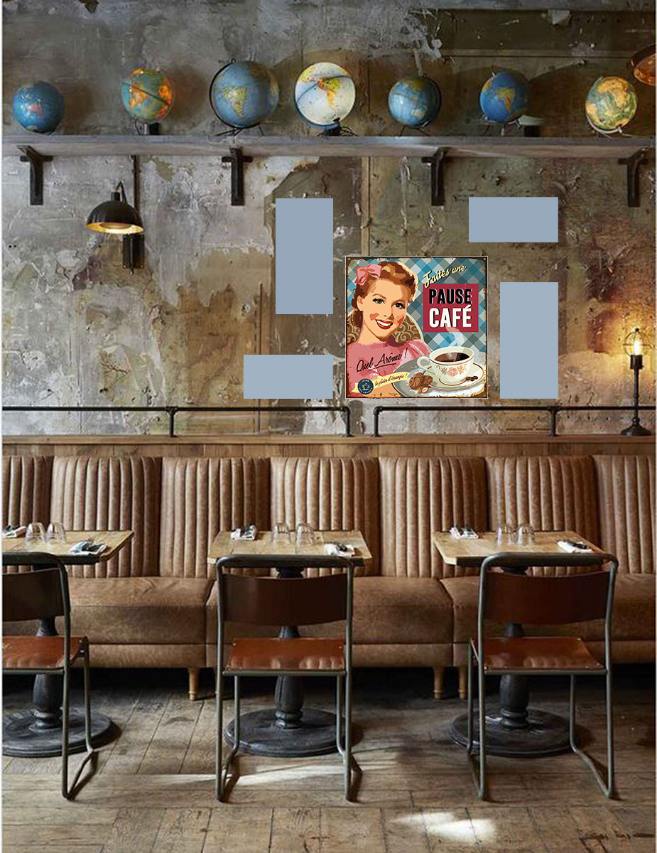 tableau décoratif -Pause-Café 30-30 cm  - vinyle mat