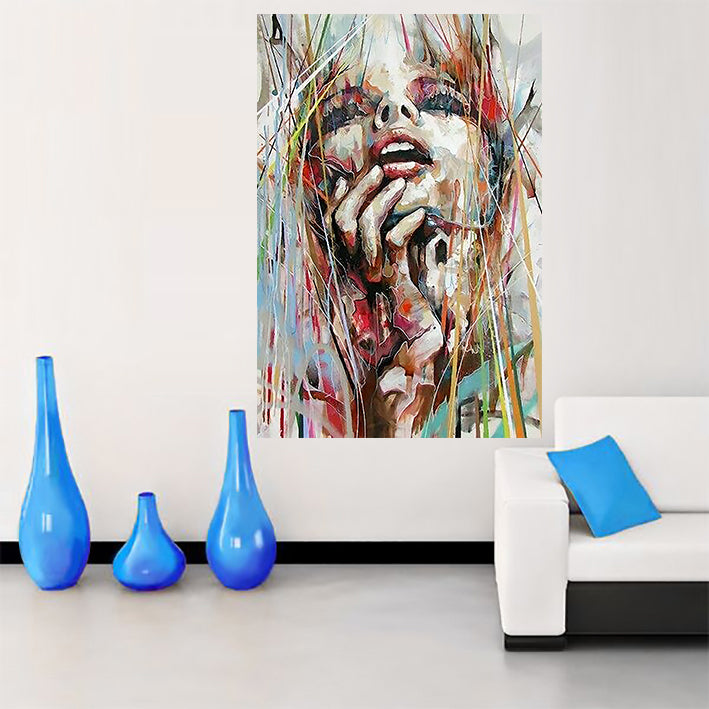 Tableau décoratif - portrait féminin peinture - 80 x 120 cm