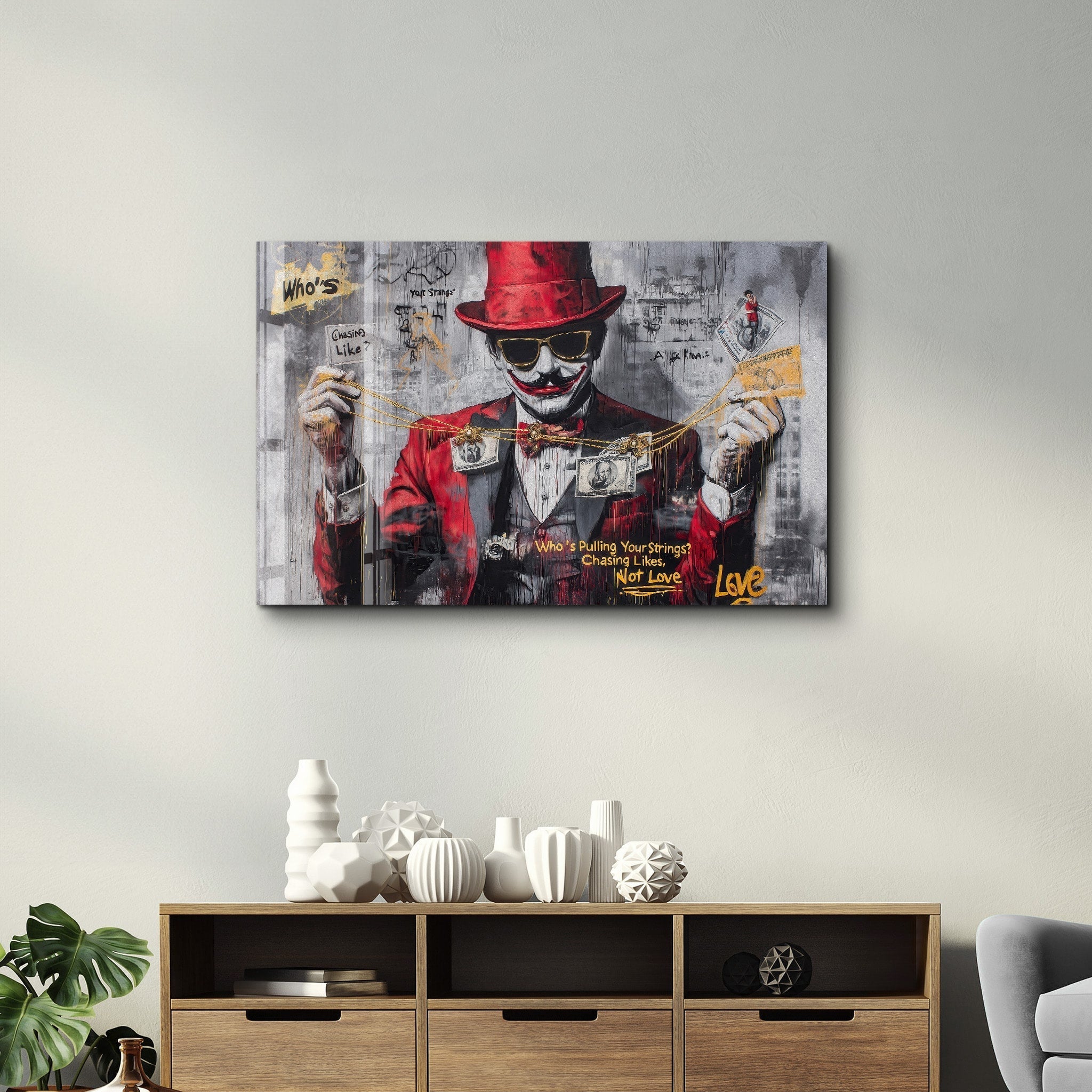 Tableau Pop Art – Marionnettiste & Argent