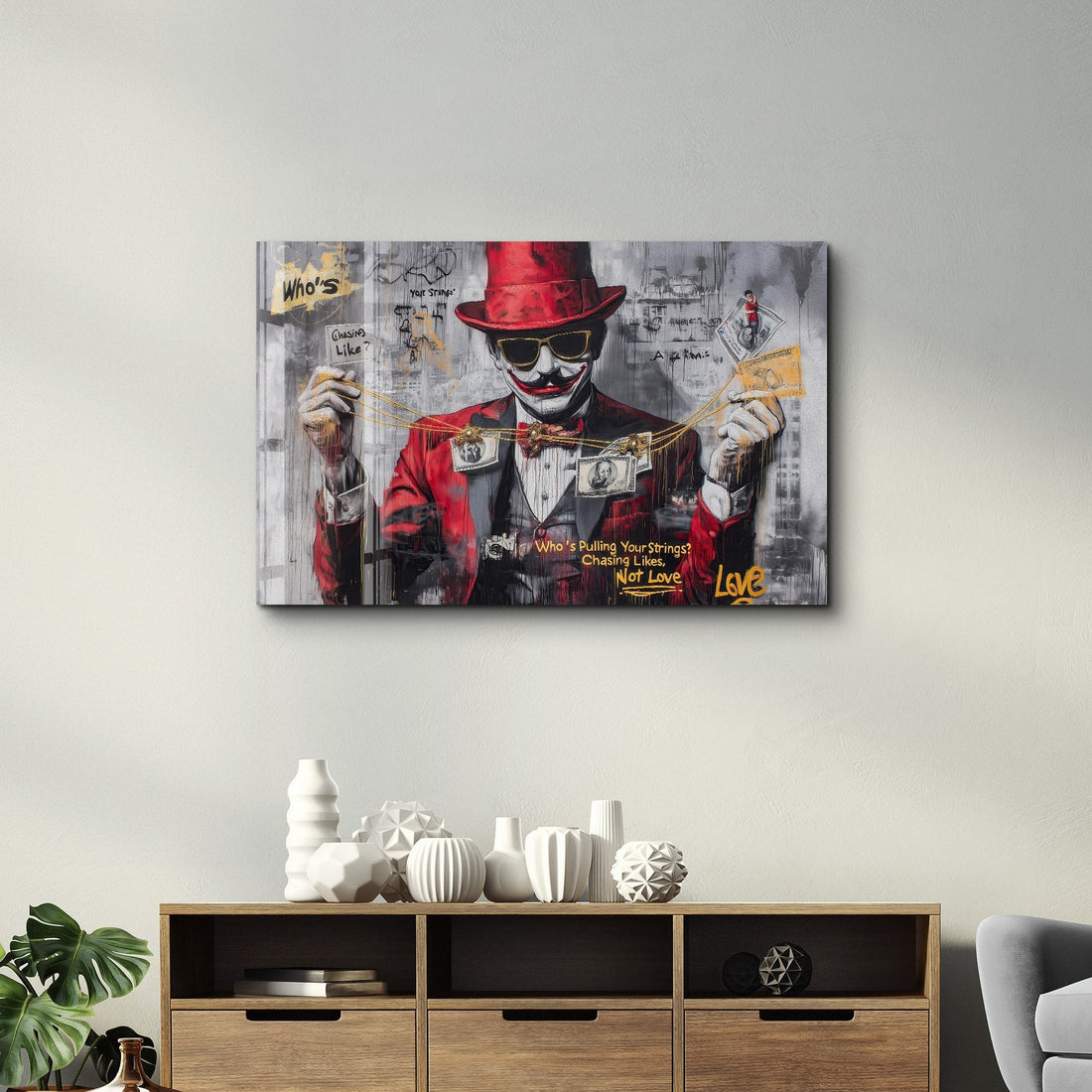 Tableau Pop Art – Marionnettiste & Argent