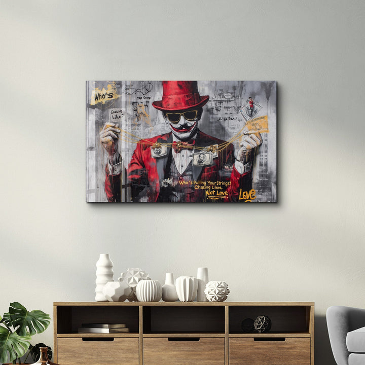 Tableau Pop Art – Marionnettiste & Argent