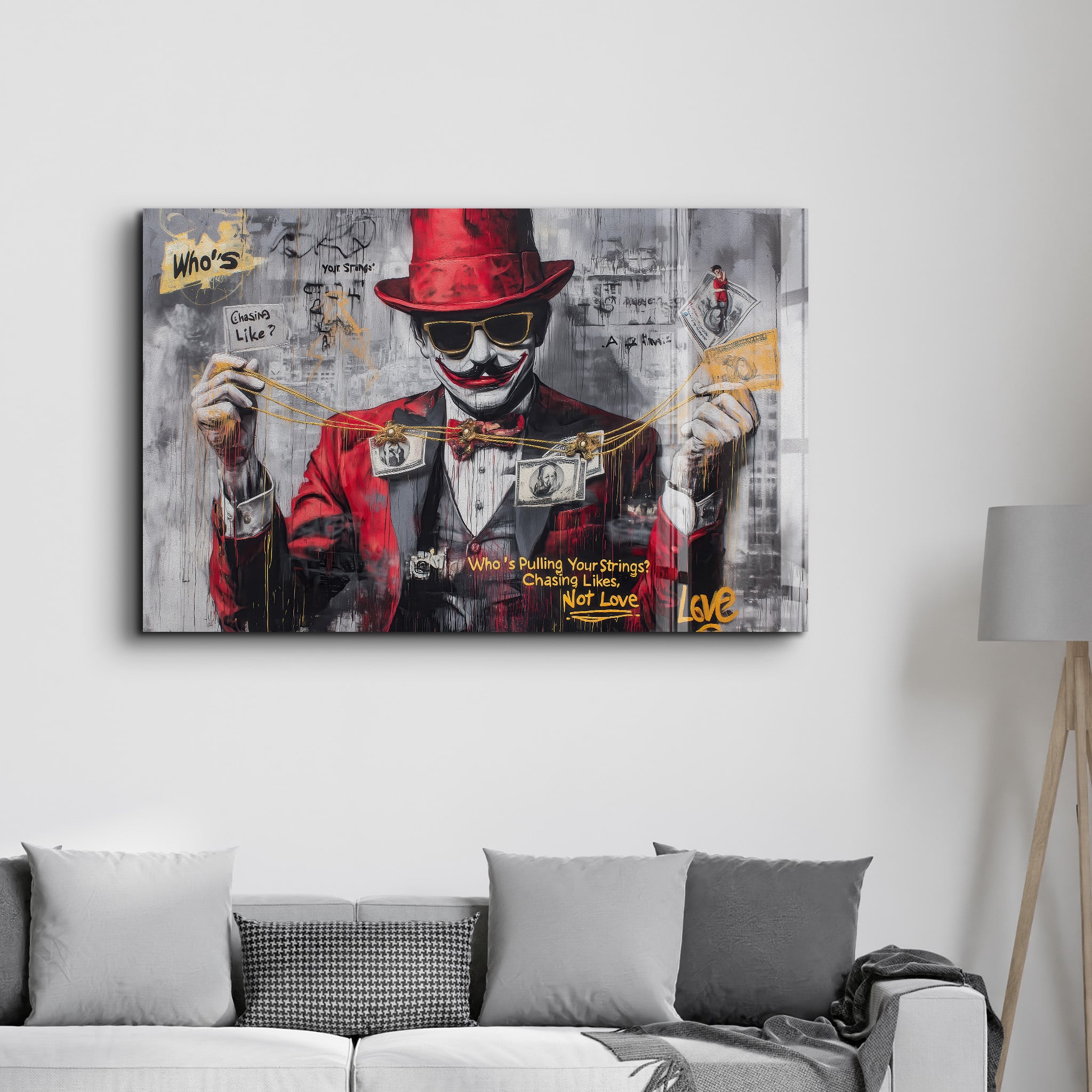 Tableau Pop Art – Marionnettiste & Argent
