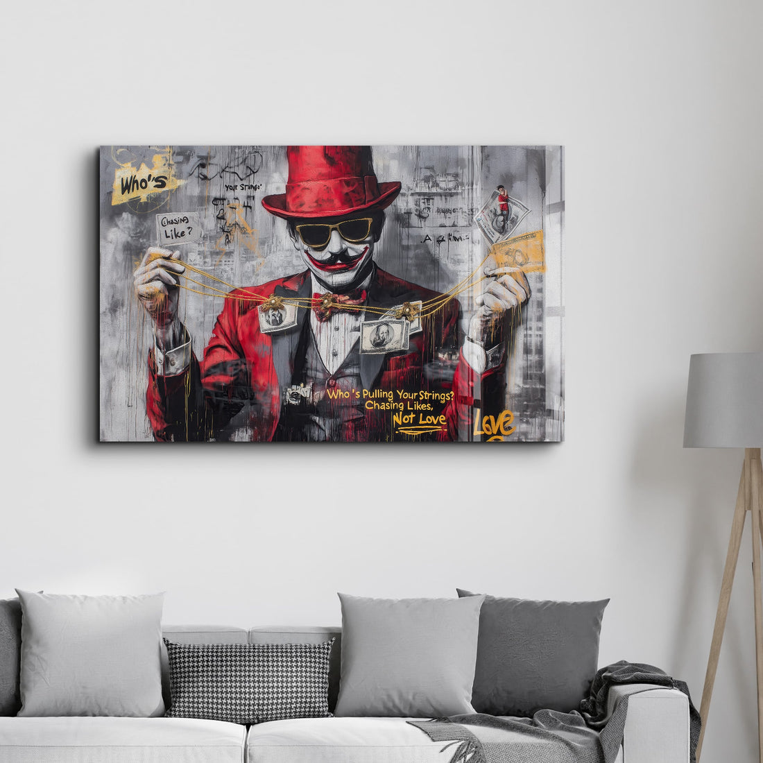 Tableau Pop Art – Marionnettiste & Argent