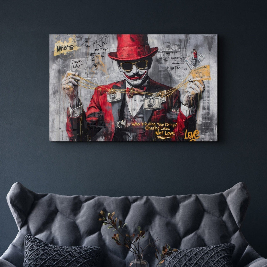 Tableau Pop Art – Marionnettiste & Argent
