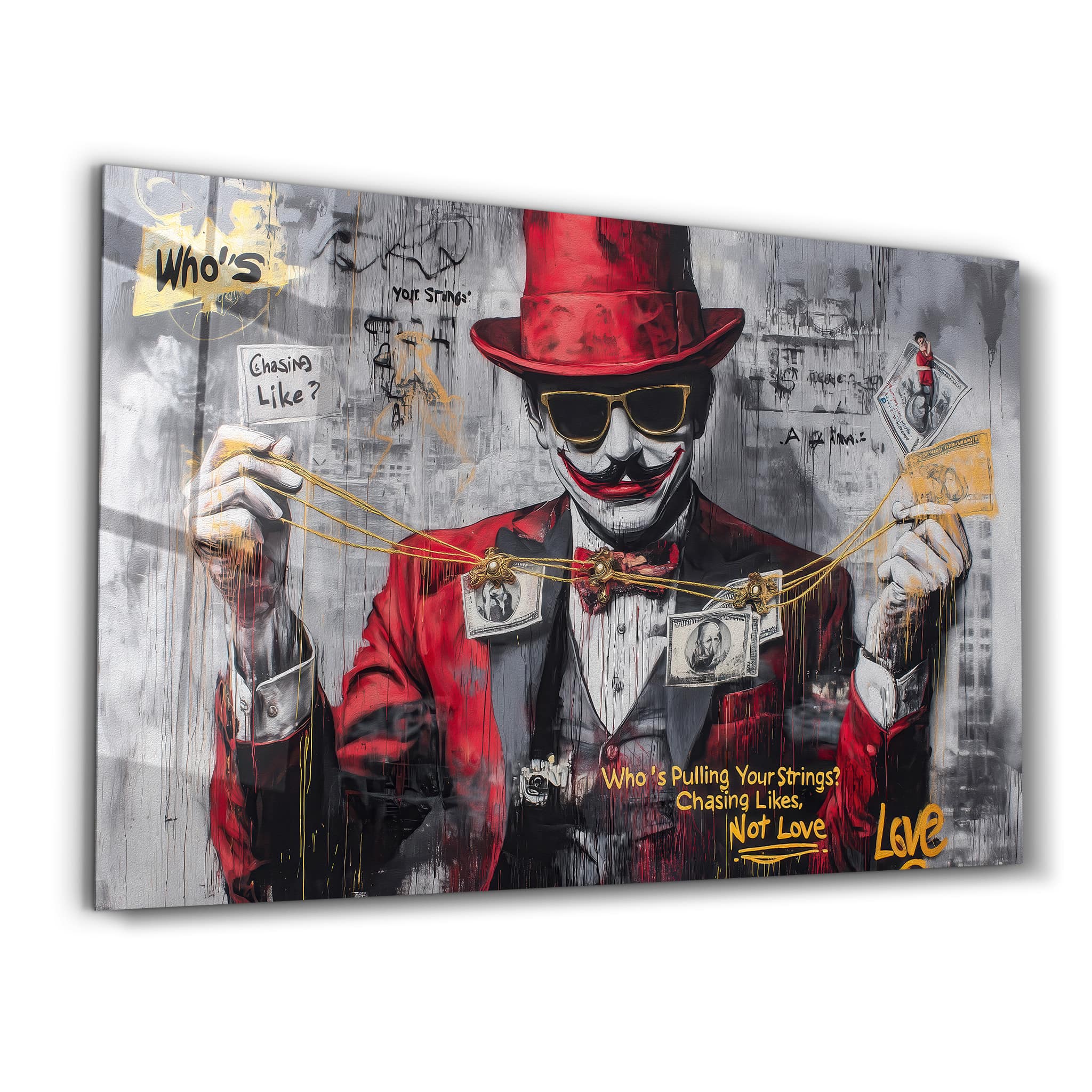 Tableau Pop Art – Marionnettiste & Argent