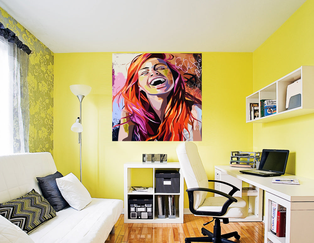 Tableau décoratif - sourire de femme - vinyle sur mdf - 80 x 100 cm