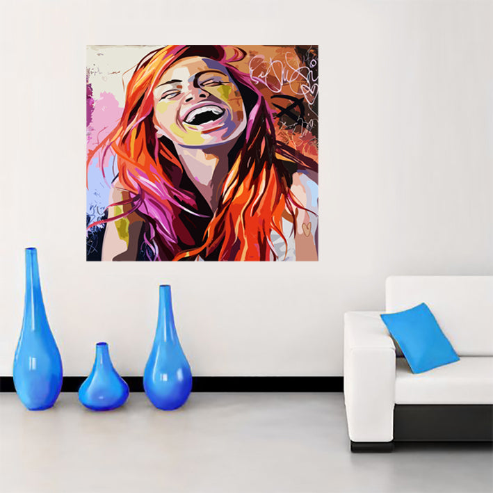 Tableau décoratif - sourire de femme - vinyle sur mdf - 80 x 100 cm