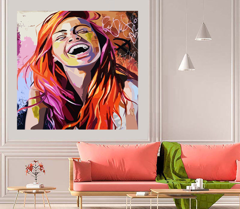 Tableau décoratif - sourire de femme - vinyle sur mdf - 80 x 100 cm