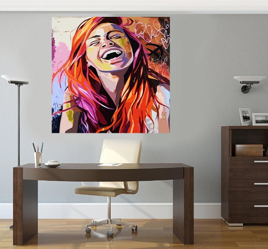 Tableau décoratif - sourire de femme - vinyle sur mdf - 80 x 100 cm
