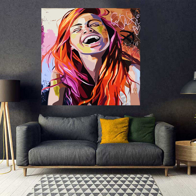Tableau décoratif - sourire de femme - vinyle sur mdf - 80 x 100 cm