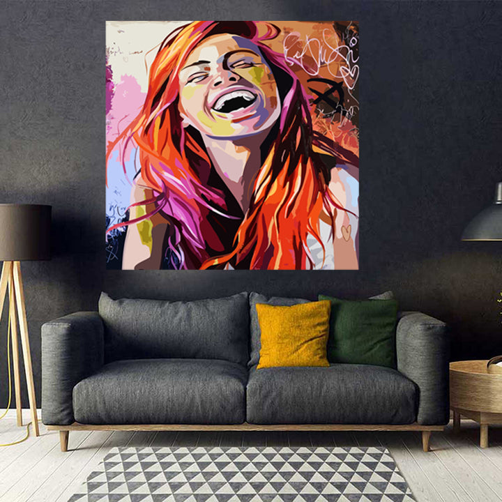 Tableau décoratif - sourire de femme - vinyle sur mdf - 80 x 100 cm