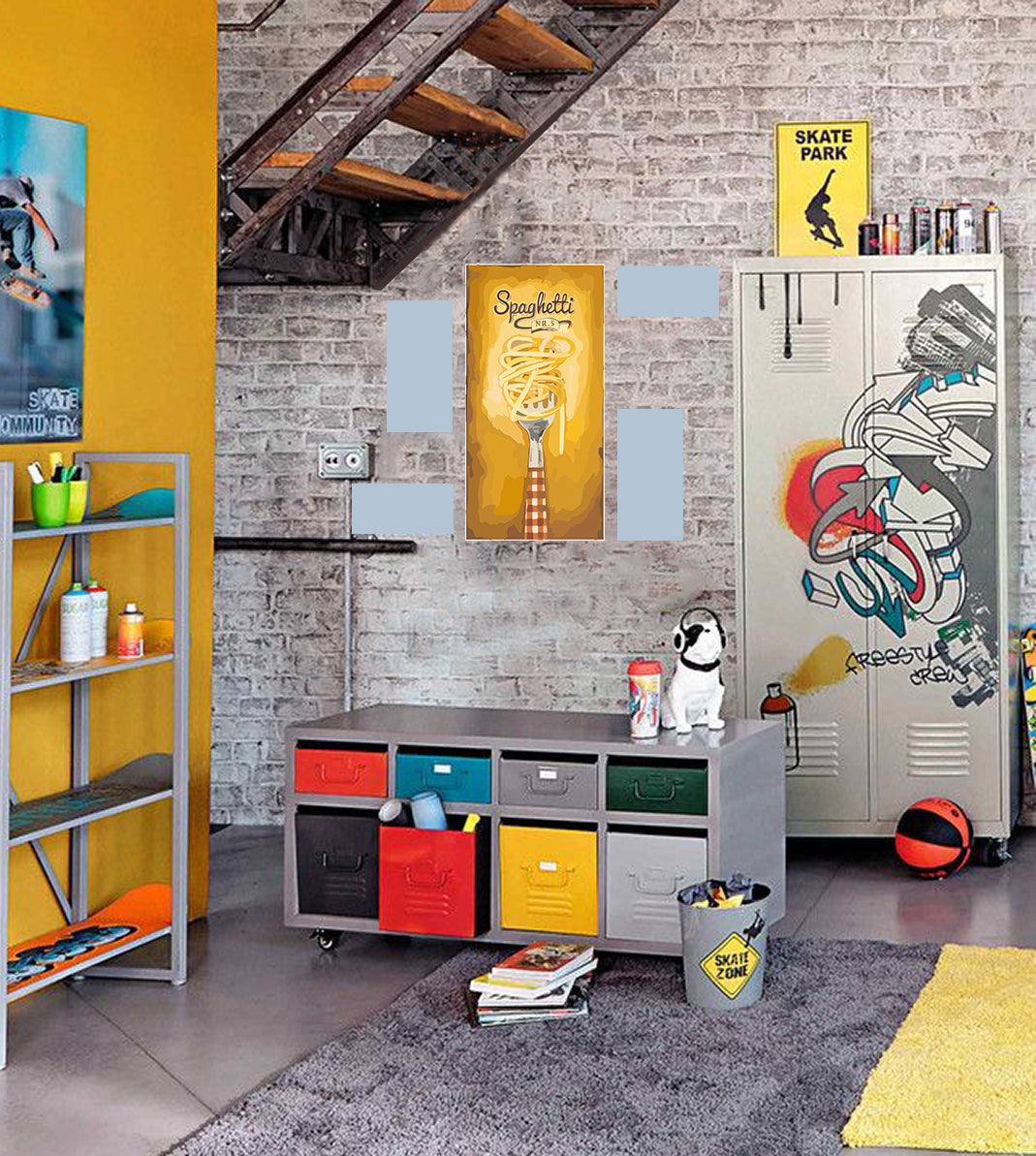 Tableau décoratif - Spaguitti 40-20 cm - vinyle mat