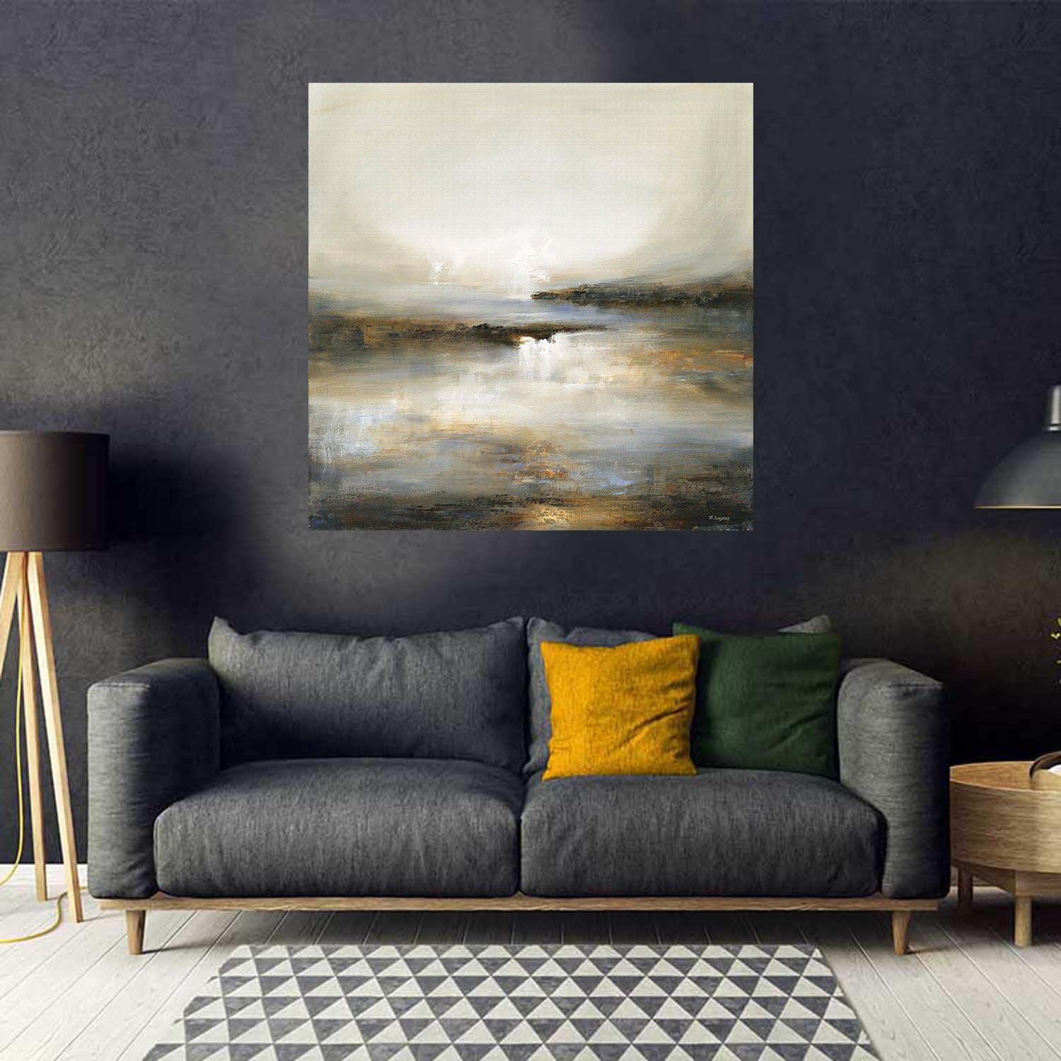 tableau auqarelle beige - 100x100 cm