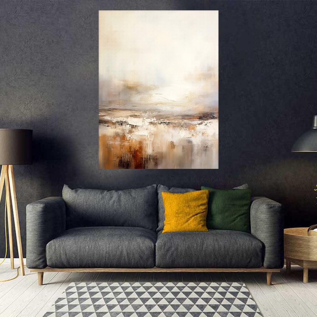 tableau aquarelle beige - 80x100 cm