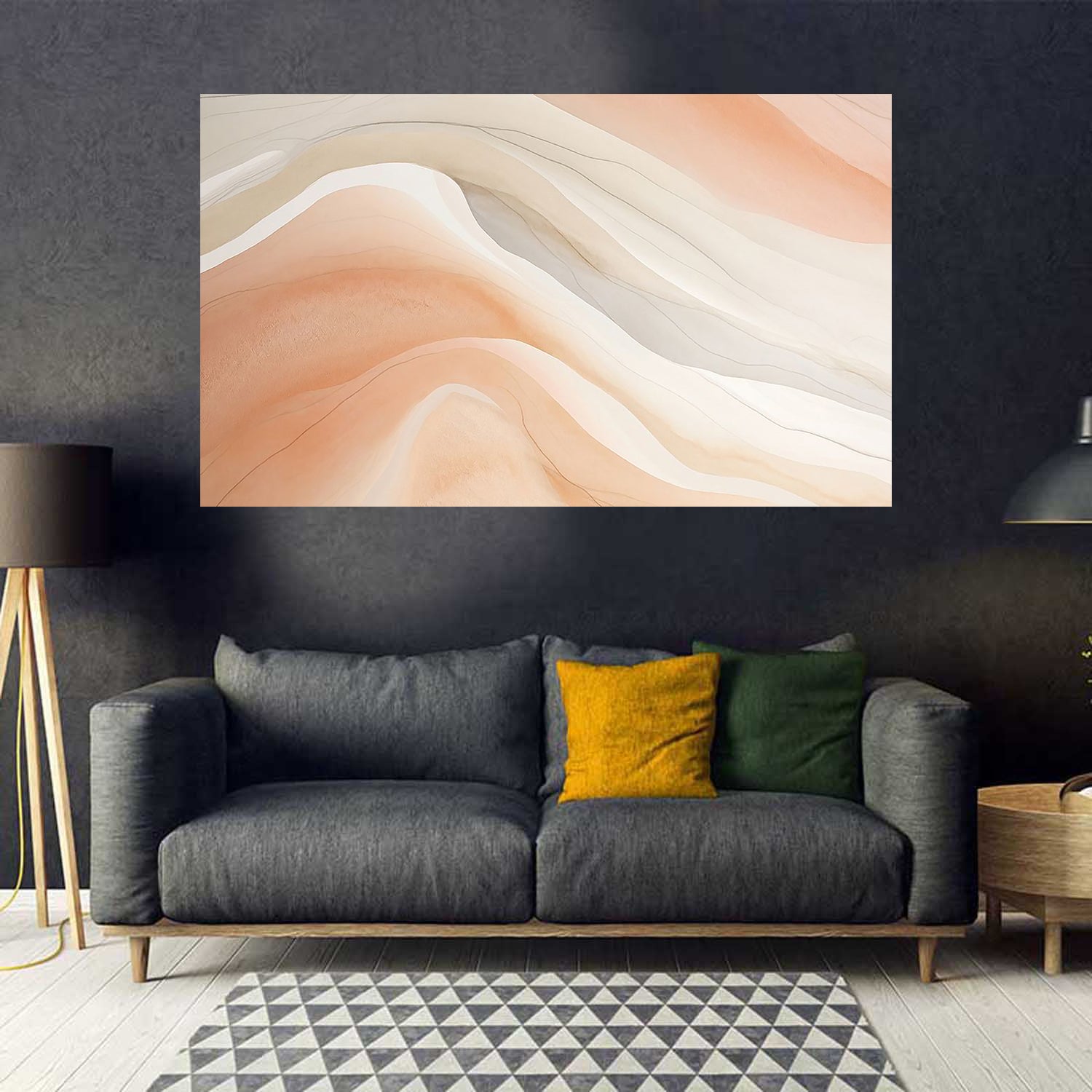 tableau feuille beige - 70x120 cm