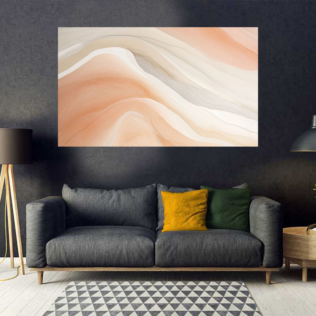 tableau feuille beige - 70x120 cm