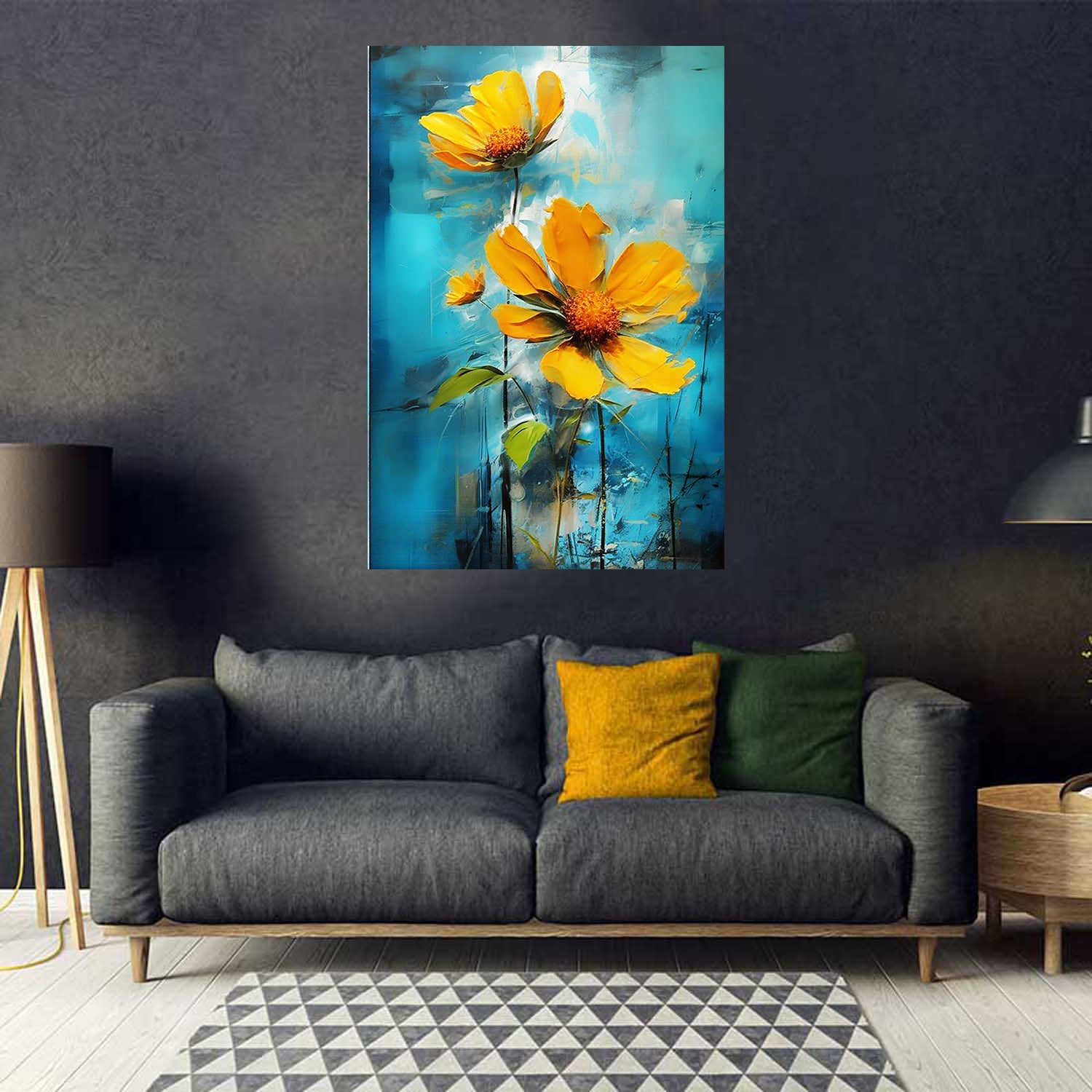 tableau  Fleur jaune - 80x120 cm