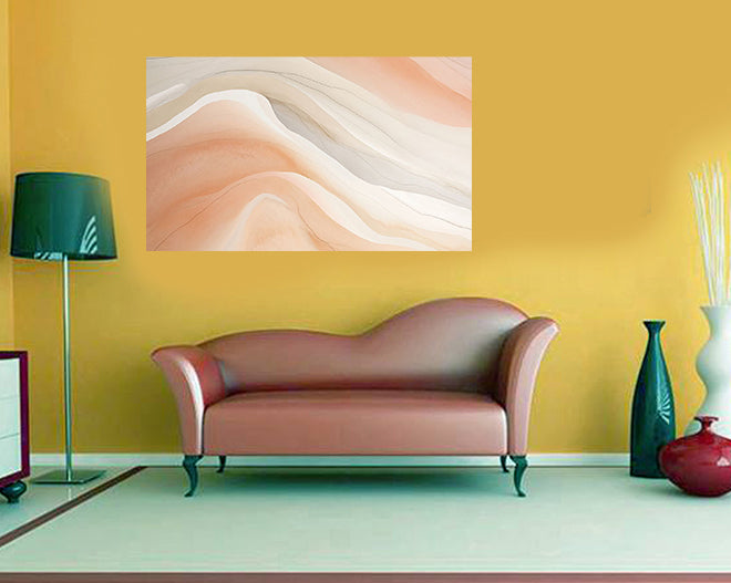 tableau feuille beige - 70x120 cm