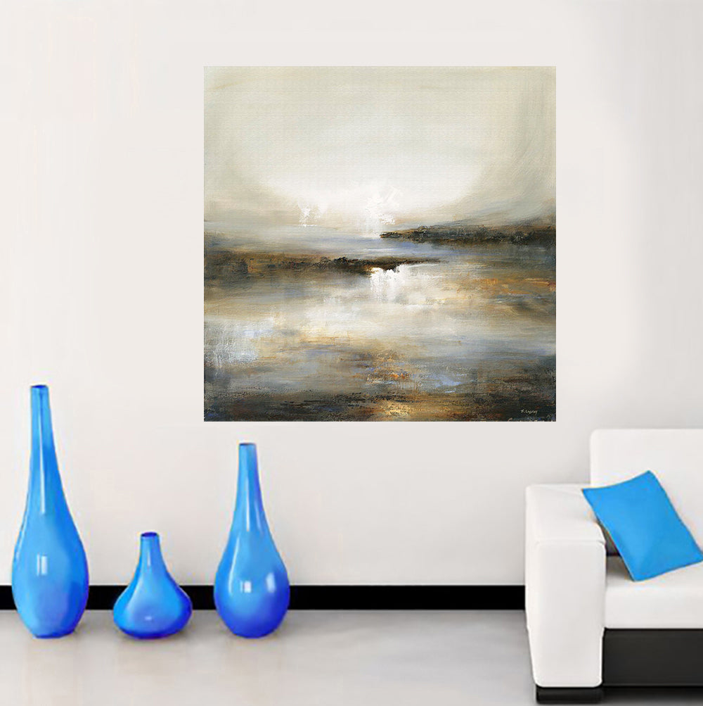 tableau auqarelle beige - 100x100 cm