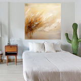 tableau plume beige - 100x100 cm