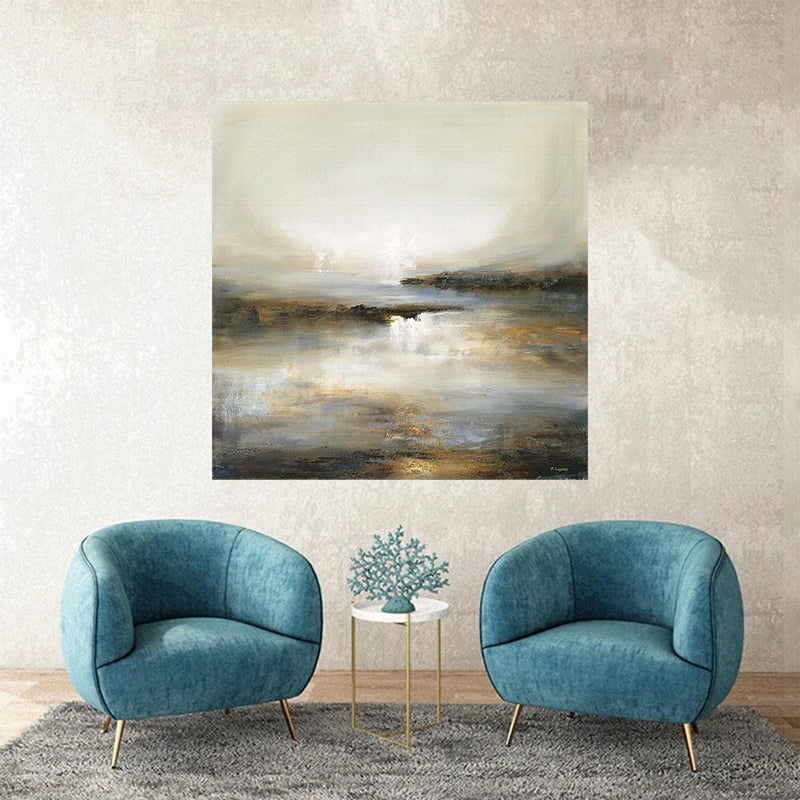 tableau auqarelle beige - 100x100 cm