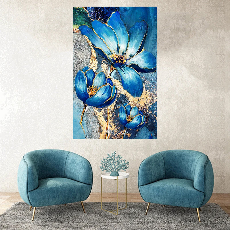 tableau rose bleu dorée - 80x120 cm