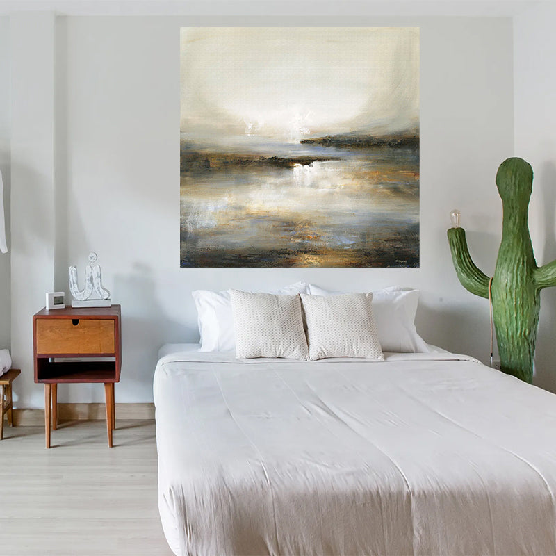 tableau auqarelle beige - 100x100 cm