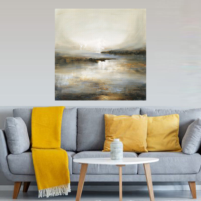 tableau auqarelle beige - 100x100 cm