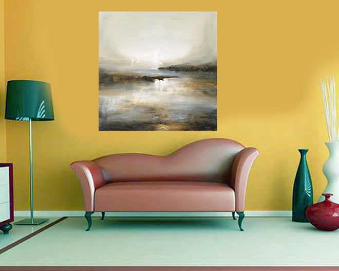 tableau auqarelle beige - 100x100 cm