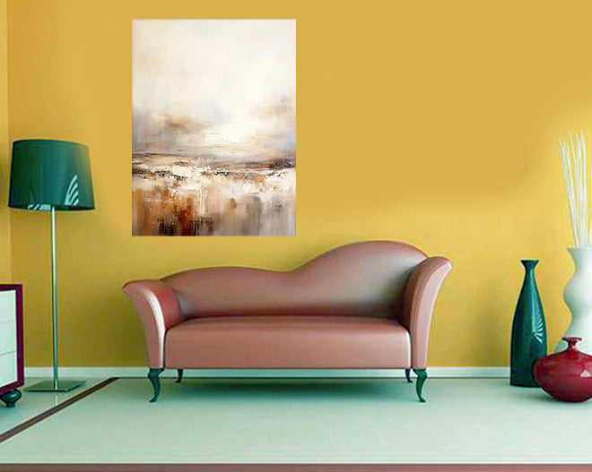 tableau aquarelle beige - 80x100 cm