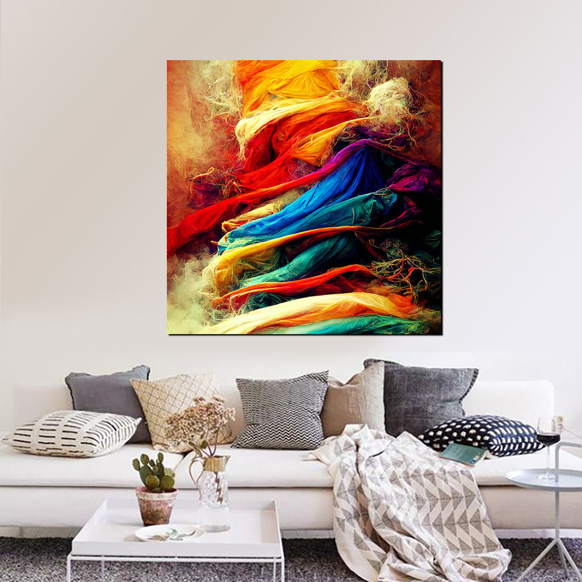 tableau décoratif - tourbillion - 100 x 100 cm - bâche enduis