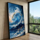 tableau -L'Énergie Brute de l'Océan bleu doré 90x120cm