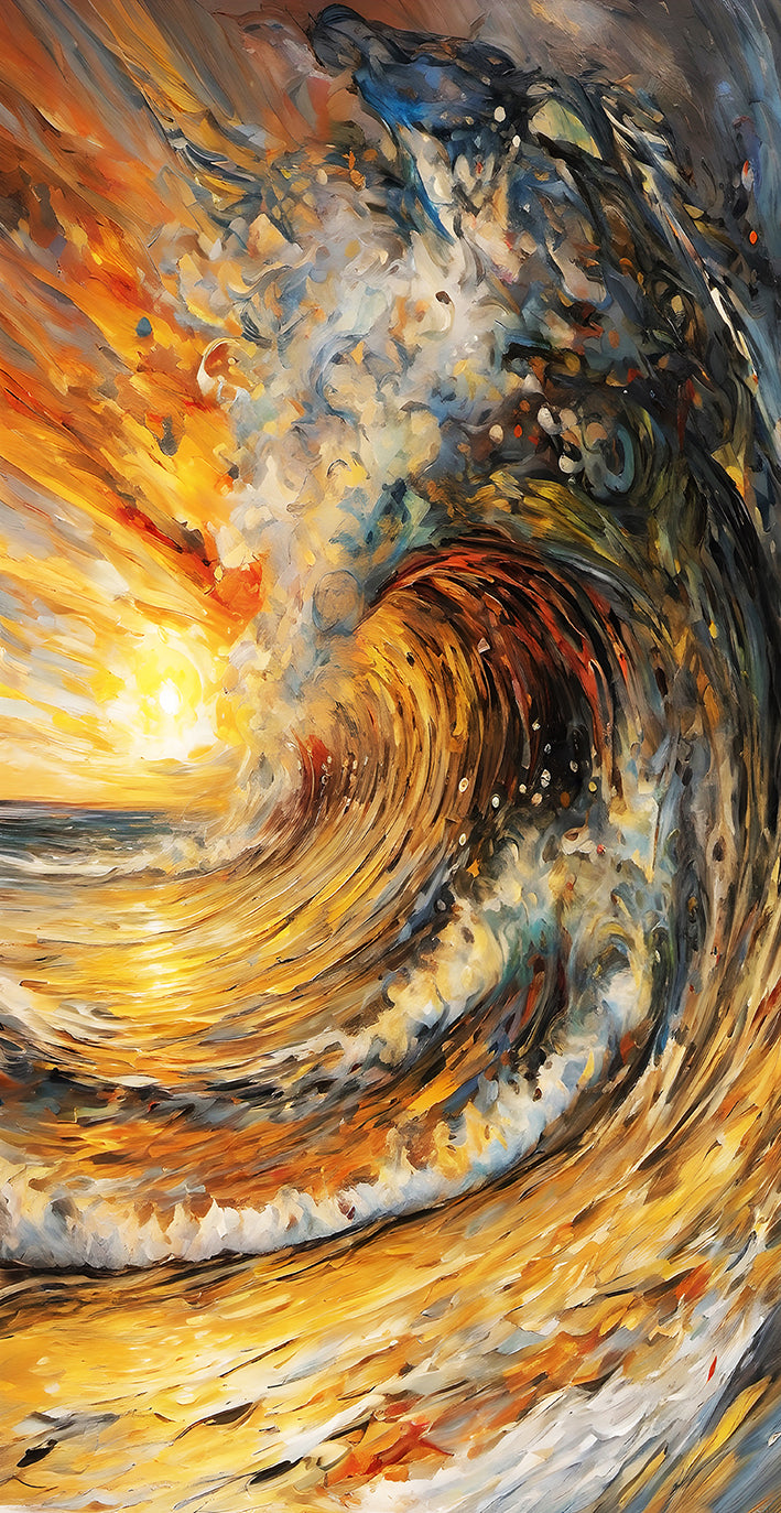 tableau Vague au coucher - bâche souple - 60x120 cm