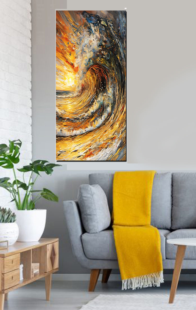 tableau Vague au coucher - bâche souple - 60x120 cm