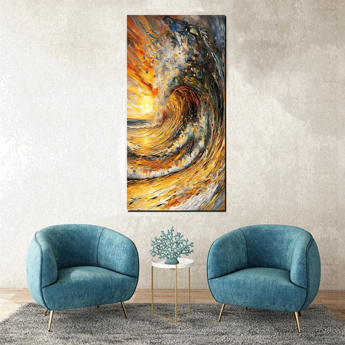 tableau Vague au coucher - bâche souple - 60x120 cm