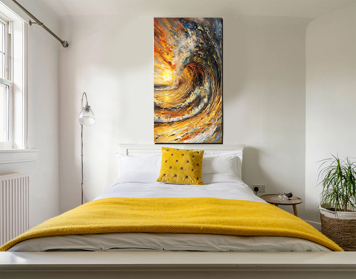 tableau Vague au coucher - bâche souple - 60x120 cm