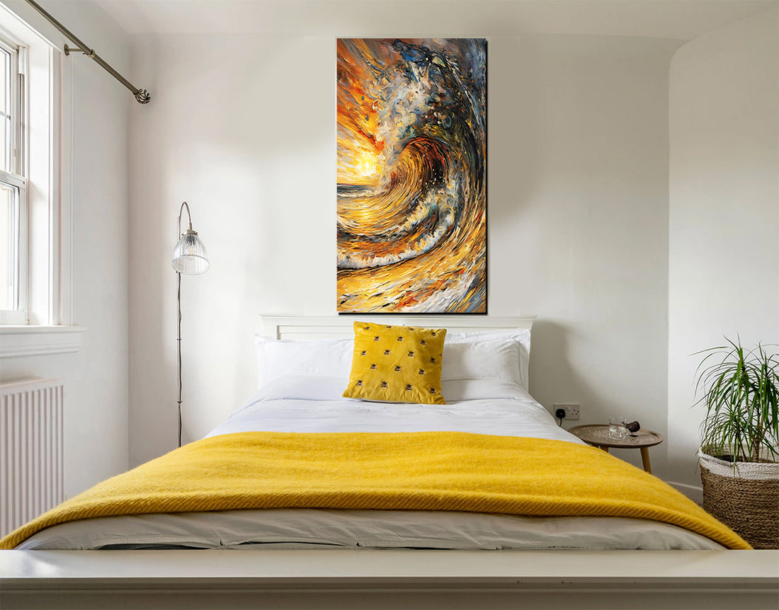 tableau Vague au coucher - bâche souple - 60x120 cm
