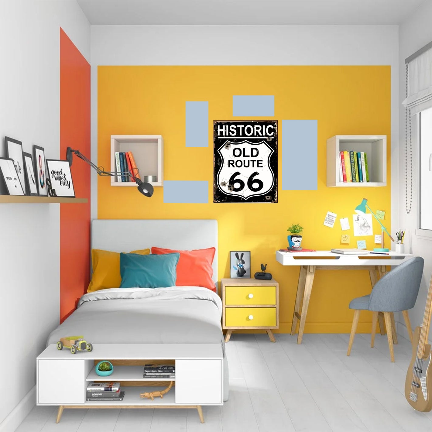 tableau décoratif - Old Route 66 : 30-23 cm - vinyle mat