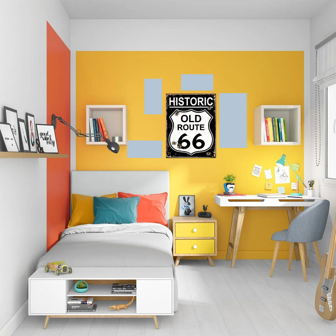 tableau décoratif - Old Route 66 : 30-23 cm - vinyle mat