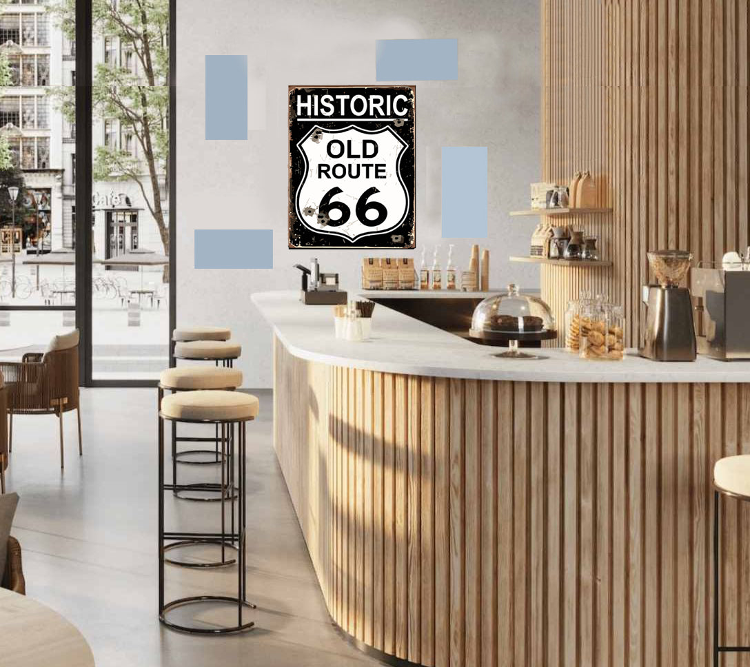 tableau décoratif - Old Route 66 : 30-23 cm - vinyle mat