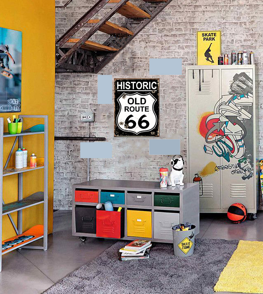 tableau décoratif - Old Route 66 : 30-23 cm - vinyle mat