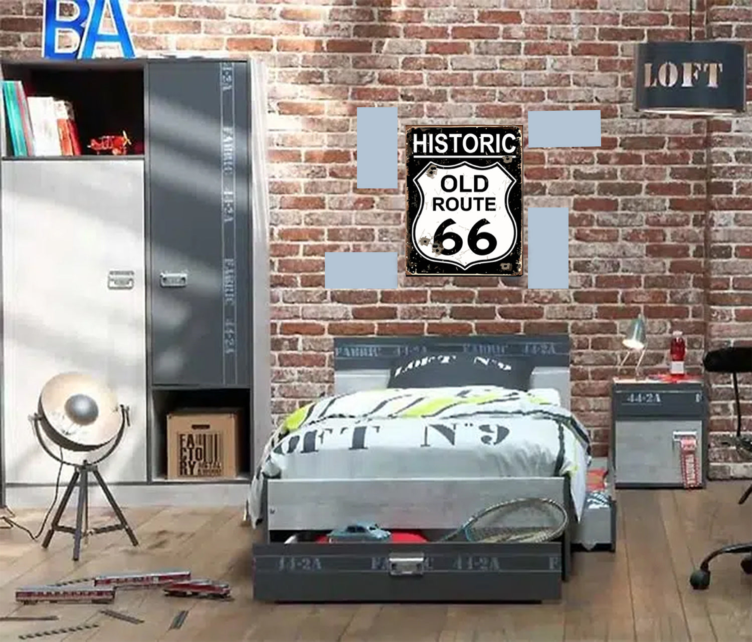 tableau décoratif - Old Route 66 : 30-23 cm - vinyle mat