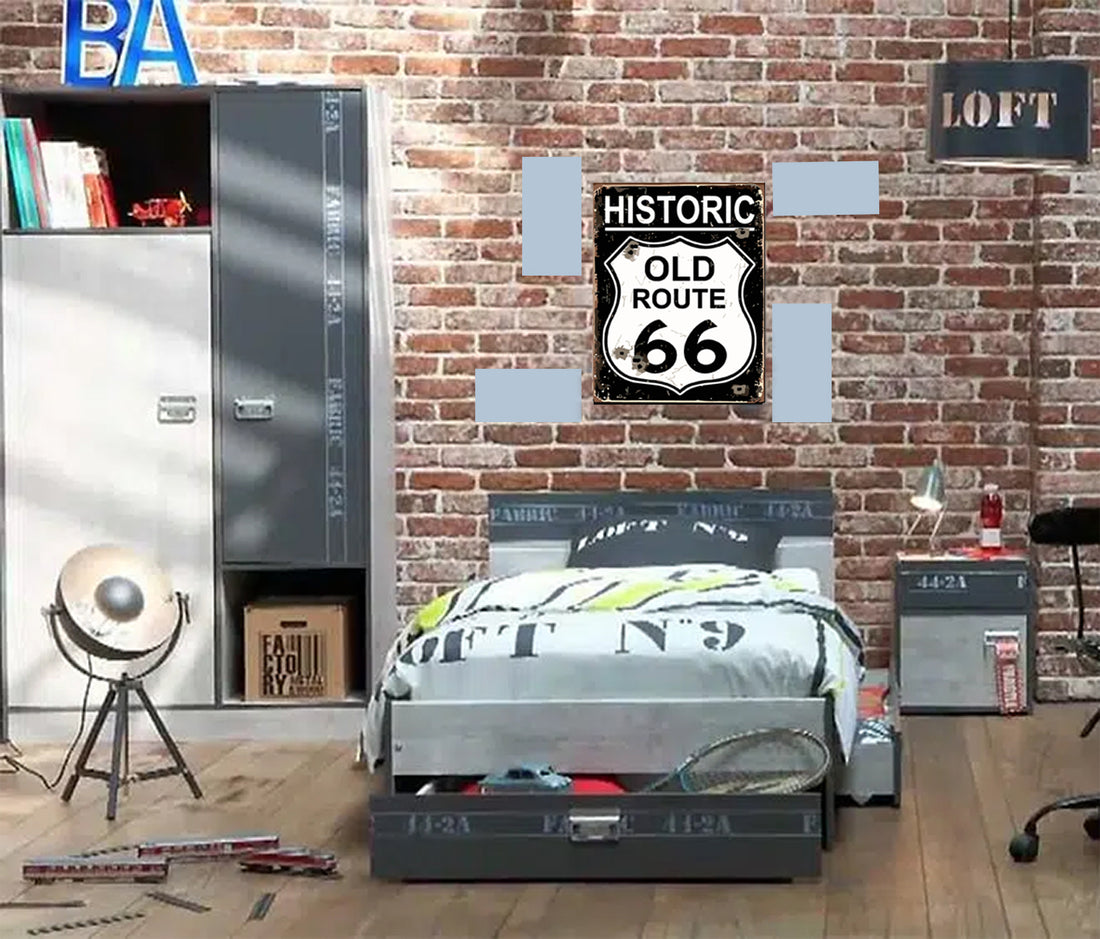 tableau décoratif - Old Route 66 : 30-23 cm - vinyle mat