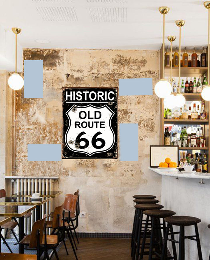 tableau décoratif - Old Route 66 : 30-23 cm - vinyle mat